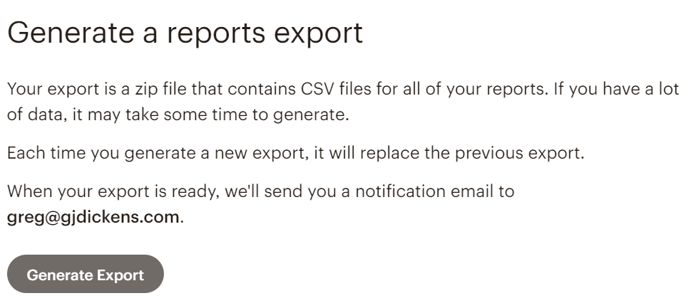 Mailchimp Generate CSV Export