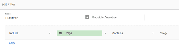 Looker Studio Filter for Blog Post in Plausible Analytics