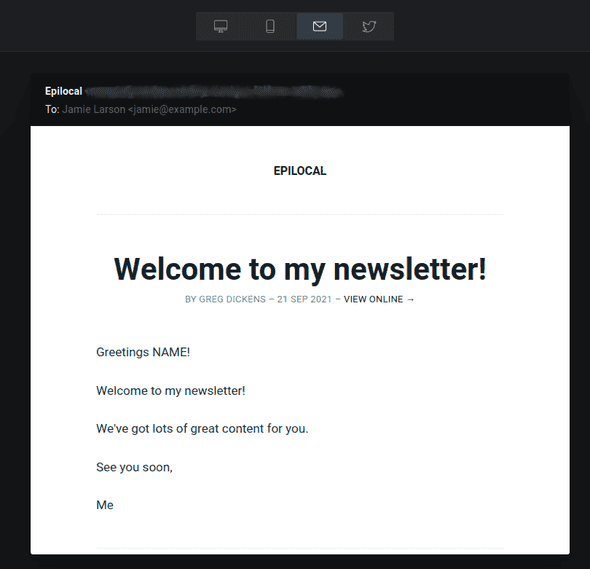 Ghost Welcome Email Preview