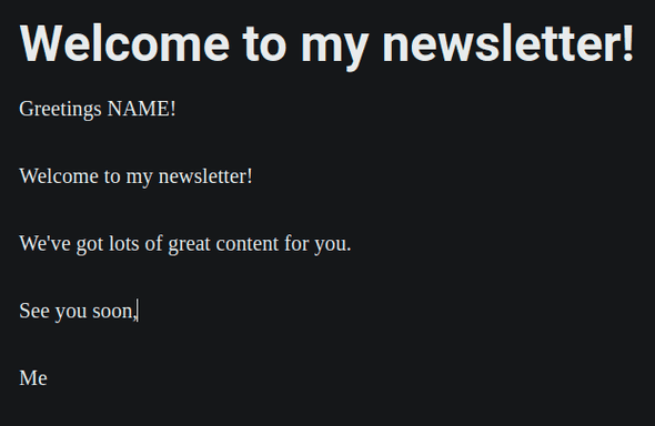 Ghost Welcome Email Content